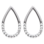 Boucles d'oreilles ovales en argent 925/000 rhodié et oxydes de zirconium.