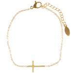 Bracelet avec croix en acier doré.