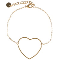 Bracelet composé d'une chaîne avec un coeur en acier doré. Fermoir mousqueton avec 3 cm de rallonge.