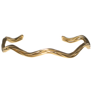 Bracelet jonc ouvert fil torsade en acier doré.