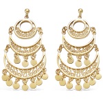 Boucles d'oreilles pendantes savoyardes avec pampilles en plaqué or.
