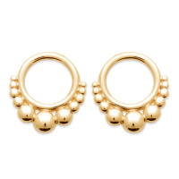 Boucles d'oreilles pendantes en forme de cercle avec des points ronds en plaqué or jaune 18 carats.
