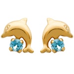 Boucles d'oreilles en plaqué-or et cristal turquoise.