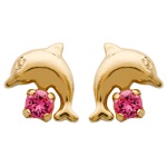 Boucles d'oreilles en plaqué-or et cristal rose.