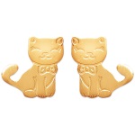 Boucles d'oreilles petits chats en plaqué or jaune 18 carats.