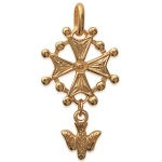 Pendentif croix huguenote en plaqué or 18 carats.