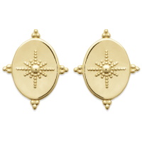 Boucles d'oreilles de forme ovale avec motif d'étoile en relief en plaqué or jaune 18 carats.