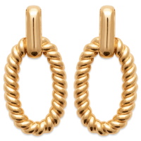 Boucles d'oreilles pendantes en forme de cercle ovale au fil tressé en plaqué or jaune 18 carats.
