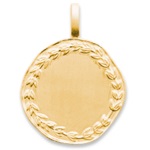 Pendentif avec motif couronne de laurier en plaqué or 18 carats.