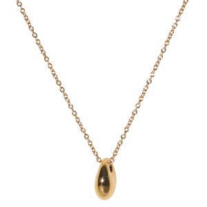 Collier composé d'une chaîne et d'un pendentif rond en acier doré. Fermoir mousqueton avec anneaux de rappel à 41 et 44 cm.