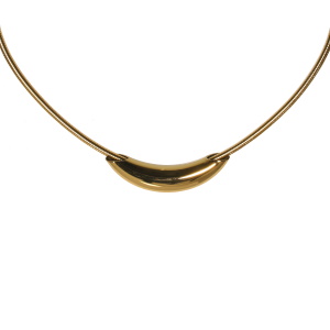 Collier composé d'une chaîne et d'un tube en acier doré.