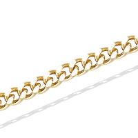 Bracelet chaîne en plaqué or jaune 18 carats. Fermoir mousqueton avec 3 cm de rallonge.