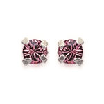 Boucles d'oreilles en argent 925/000. Cristal couleur rose.