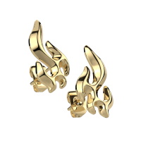Boucles d'oreilles pendantes en forme de flamme en acier 316L doré.