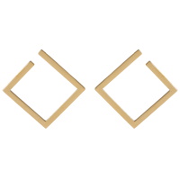 Boucles d'oreilles pendantes en forme de carré en acier doré.