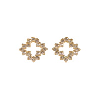 Boucles d'oreilles pendantes en acier doré pavées de strass.