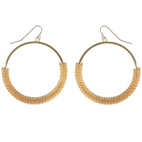 Boucles d'oreilles pendantes fantaisie cercles en métal doré.