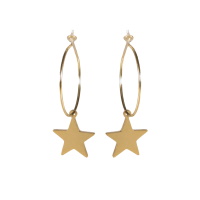 Boucles d'oreilles créoles avec pendant étoile en acier doré.