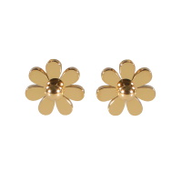 Boucles d'oreilles puces en forme de fleur en acier doré.
