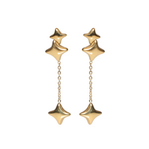 Boucles d'oreilles pendantes en forme d'étoiles filantes avec chaîne en acier doré.