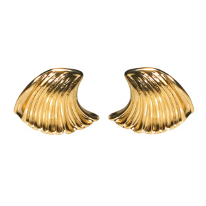 Boucles d'oreilles pendantes en forme d'ailes d'ange en acier doré.