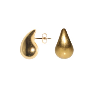 Boucles d'oreilles pendantes en forme de goutte en acier doré.