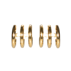 Boucles d'oreilles créoles triple anneaux en acier doré.