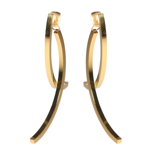 Boucles d'oreilles pendantes en forme d'arc de cercle en acier doré.