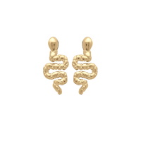 Boucles d'oreilles pendantes en forme de serpent en plaqué or jaune 18 carats.