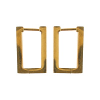 Boucles d'oreilles créoles de forme rectangulaire en acier doré.