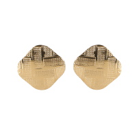 Boucles d'oreilles clip sans piercing en forme de losange avec motifs en acier doré.