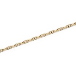 Bracelet chaîne de cheville maille forçat marine en plaqué or jaune 18 carats. Fermoir anneau ressort avec anneaux de rappel à 22 et 24
