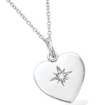 Pendentif cœur avec étoile en argent 925/000 rhodié et oxyde de zirconium.
