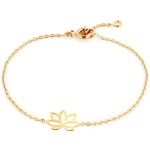 Bracelet avec fleur de lotus en plaqué or.