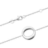 Bracelet composé d'une chaîne avec cercle ovale en argent 925/000 rhodié. Fermoir mousqueton avec anneaux de rappel à 16 et 18 cm.