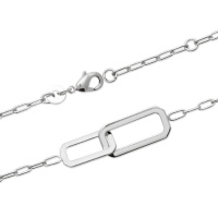 Bracelet composé d'une chaîne et de deux maillons rectangulaire en argent 925/000 rhodié. Fermoir mousqueton avec anneaux de rappel à 16 et 18 cm.