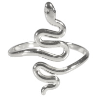 Bague en forme de serpent en acier argenté. Taille ajustable.
