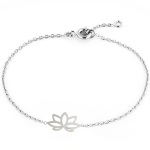 Bracelet avec fleur de lotus évidée en argent 925/000 rhodié.