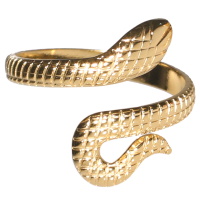 Bague en forme de serpent en acier doré. Taille ajustable.