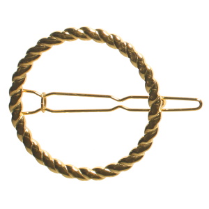 Barrette en forme de cercle fil entrelacé en acier doré.