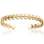 Bracelet jonc rigide couronne de lauriers en plaqué or.