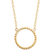 Collier composé d'une chaîne et d'un cercle au motif de tresse en plaqué or jaune 18 carats. Fermoir mousqueton avec anneaux de rappel à 40, 42 et 45 cm.