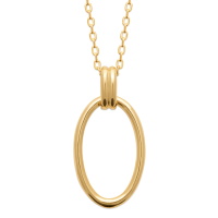 Collier composé d'une chaîne en plaqué or jaune 18 carats et un pendentif cercle ovale. Fermoir mousqueton avec anneaux de rappel à 40, 42 et 45 cm.
