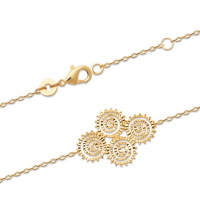 Bracelet composé d'une chaîne et 4 spirales en plaqué or jaune 18 carats. Fermoir mousqueton avec anneaux de rappel à 16 et 18 cm.