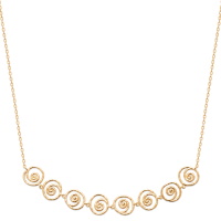 Collier composé d'une chaîne et de 8 spirales en plaqué or jaune 18 carats. Fermoir mousqueton avec anneaux de rappel à 40, 42 et 45 cm.