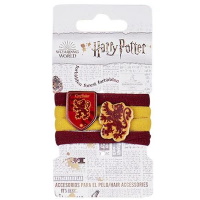 Lot de 4 élastiques cheveux pour enfant en textile de couleur avec personnages et symboles d'Harry Potter.