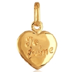 Pendentif cœur en plaqué or avec l'inscription je t'aime.