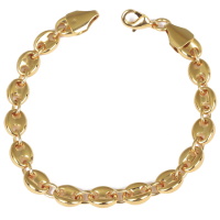 Bracelet chaîne maille grain de café en plaqué or jaune 18 carats.