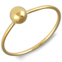 Bague anneau avec demi boule en plaqué or jaune 18 carats.