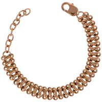 Bracelet composé d'une chaîne en acier rosé. Fermoir mousqueton avec 5 cm de rallonge.
